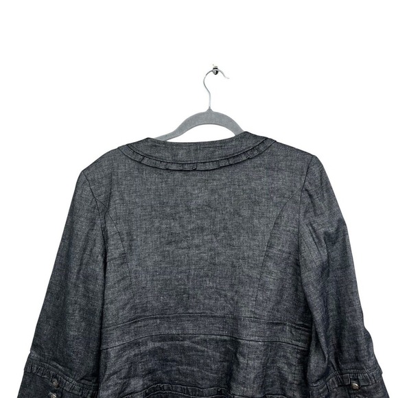 Cynthia Steffe Blazer Jacket Ruffled Trim 3/4 Sleeve 4 Button Gray Women Sz 10 - Picture 6 of 6